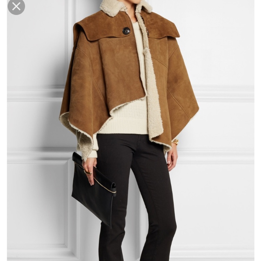 Burberry shearling poncho cape NWT
